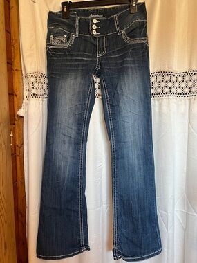 Amethyst Jeans Women's Medium Dark Blue Flared Jeans